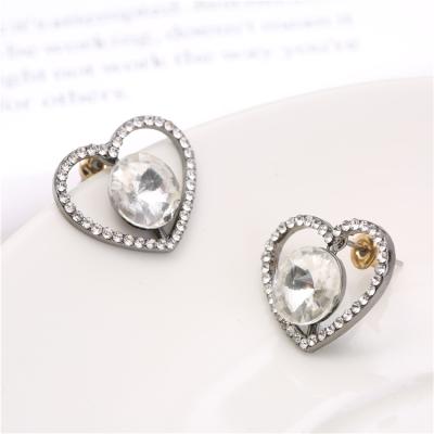 China FASHION Cut Glass Diamond Initial Earrings Heart Earring Fashion Dancing Studs For Women for sale