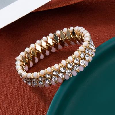 China FASHIONABLE Alloy Crystal Cavity Diamond Bracelet Designer Handmade Diy Thicken Bracelet Women for sale