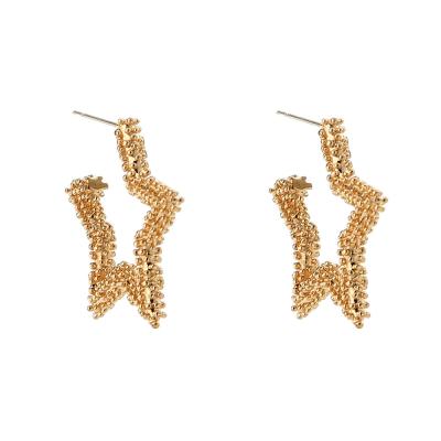 China FASHIONABLE classic five pointed star plated geometric gold star circle earrings for women for sale