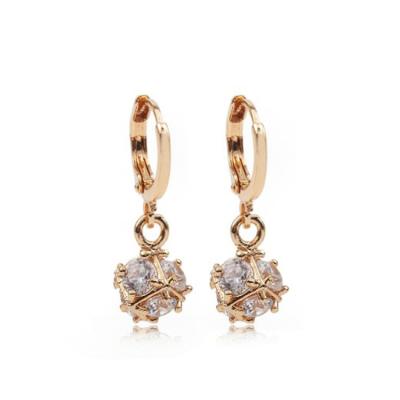 China Trendy Small Round Zircon Ball Stud Earrings Ladies Cubic Drop Clip On Earrings 2021 for sale