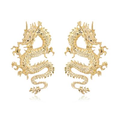 China FASHIONABLE Exaggerated Personality Trend Vintage Earrings Cool Gold Plated Dragon Stud Earrings for sale