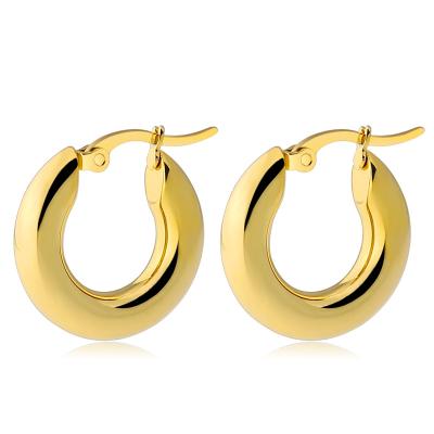 China FASHIONABLE opening circle earrings personality light shiny gold polished thick circle earrings for sale