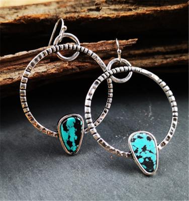 China Elegant Bohemia Native Bohemia Charming Native Nugget Earrings Large Circle Drop Turquoise Earrings for sale