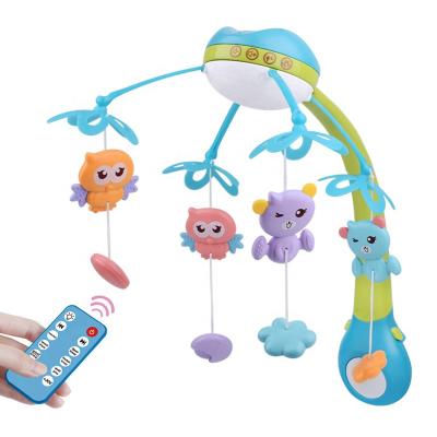 China Toy Baby Crib Battery Operated Mobile Remote Control Musical Bell Soothe Educational Crib Bell Baby Toys with Projection Function for sale