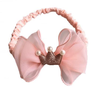 China Korean Baby Tops Lovely Hair Band Princess Crown Headband Lace Bow Headband A Hair Band for sale