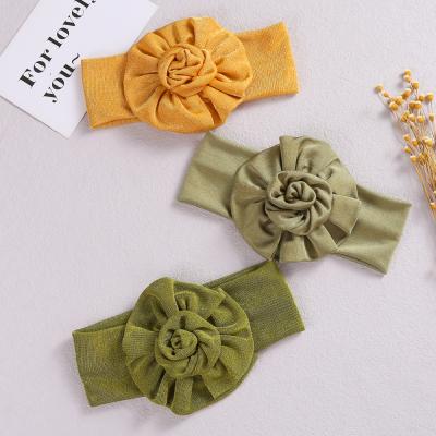 China Sporty Super Soft Baby Knit Headband With Flower Handmade Baby Headband Elastic Elastic Band For Hair for sale