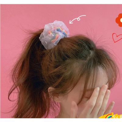 China Sports Lace Star Large Intestine Hair Rings Headwear Women Hair Accessories Elastic Hair Bands Korean Girls for sale