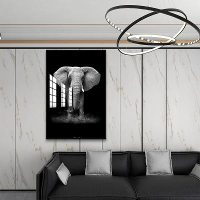 China Wholesale 50x70 Wall Art Framed Crystal Art Painting Custom Animal Aluminum Painting Elephant For Living Room for sale