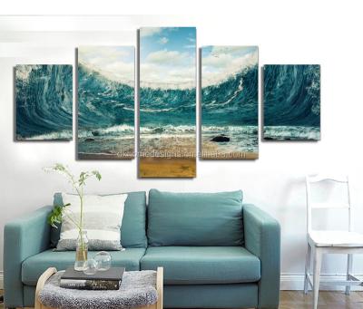 China Modern Fine 5 Panels Ocean Canvas Print Hotel Decorative Wall Art Seascapes for sale