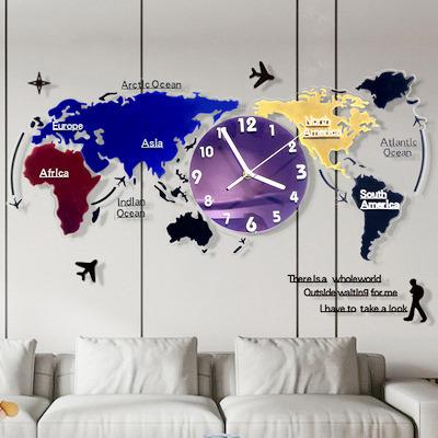 China QJX Radio Colored World Map Luminous Acrylic Wall Clock for sale