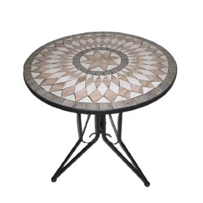 China Modern Outdoor Bistro Table And Ceramic Chair Metal Mosaic Outdoor Furniture for sale