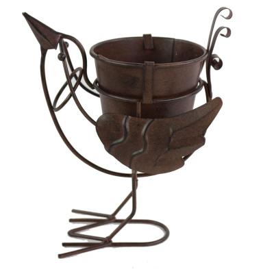 China Modern Metal Powder Coated Iron Flower Pot Holder Animal Rooster Pots for sale