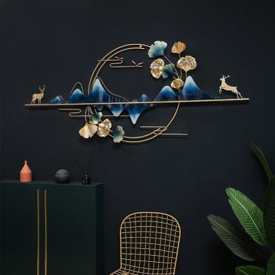 China Eco-friendly Modern Home Decor Hotel Wrought Iron Ornaments Luxury Handmade Metal Wall Art For Living Room for sale