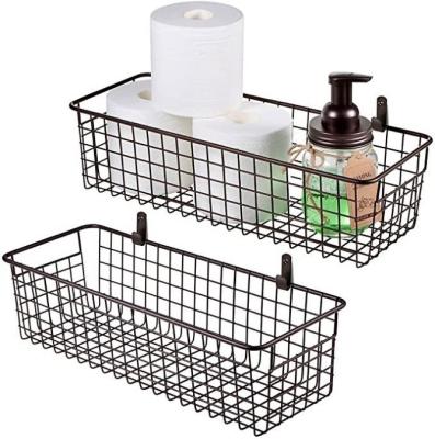 China Viable Home Organizer Bin Basket Bathroom Sideboards Organization Metal Wire Storage Set of 2 for sale