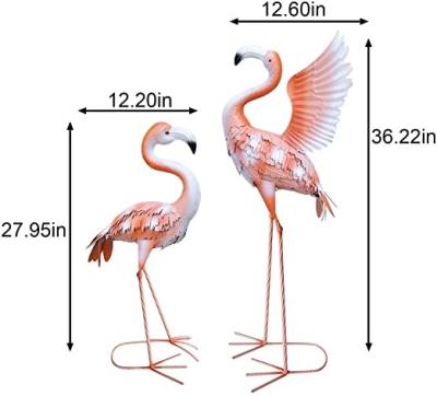 China QJX Modern Outdoor 2 Piece Life Size Flamingo Bird Statues For Garden Yard Decor for sale