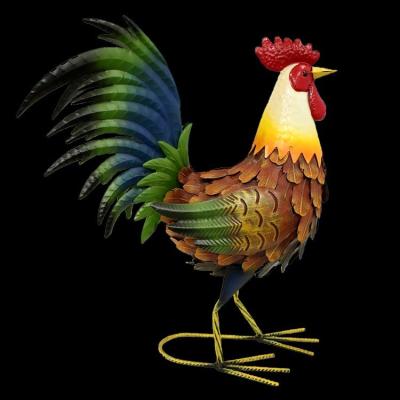 China Garden Deocration QJX 18.25 Inch Modern Life Size Poultry Metal Garden Decor Chicken Statues for sale