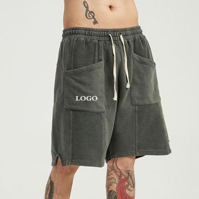 China Wholesale Custom Cotton Mens LOGO Patchwork Custom Shorts Drawstring Anti-wrinkle Shorts OEM Summer 100% Shorts Men for sale