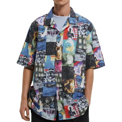 China 2021 new anti-pilling fashion OEM customized high quality digital printing men's short sleeve shirt for sale