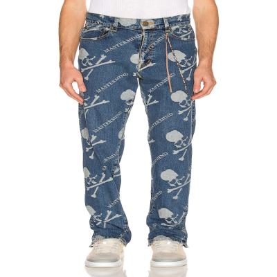 China Breathable Blue Men Jeans Printing Cartoon Casual Jeans Plus Size Denim Pants 2021 Custom Men Logo Denim Long Men Custom Logo OEM Jeans for sale