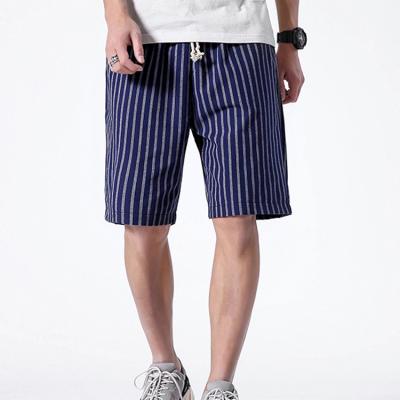 China Anti-Wrinkle Running Cotton Short Shorts Men Summer Quick Dry Custom Stripe Jogger Elastic Waist for sale