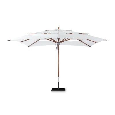 China Contemporary outdoor furniture aluminum post side beach umbrella with marble base for restaurant for sale