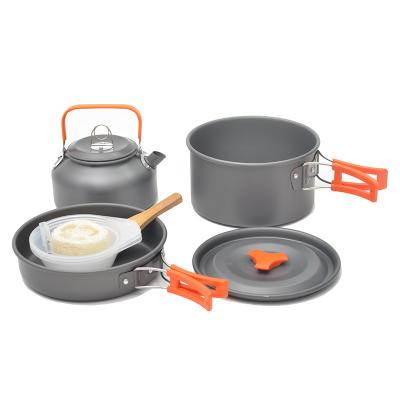 China Outdoor Gas Cooker Camping Cookware Dirty Kit Gear Camp Accessories Equipment Pots and Pans Set for sale