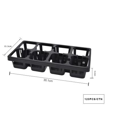 China Eco - Friendly Durable 8 Black Cell Plastic Nursery Seed Tray With Rubber Grip for sale