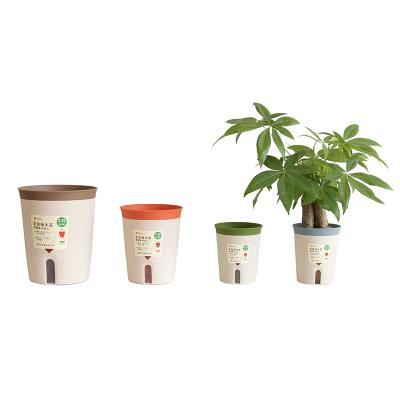 China CLASSIC Plastic Multi Color Round Decorative Minimalist Self Planter Watering Pots With Visual Water Level Window for sale