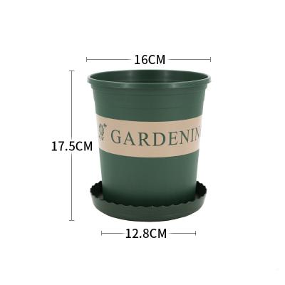 China Telsly Eco-Friendly Plant Nursery Plastic Small Planters 16*12.8*17.5cm 1 Gallon Stackable Pots With Saucers for sale