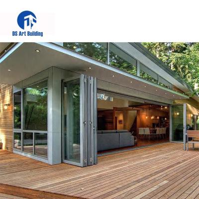 China Outdoor Exterior Patio Bifold Door Bi Folding Tempered Glass Aluminum Alloy Doors Modern Designs DS Custom Heat Insulation Double for sale