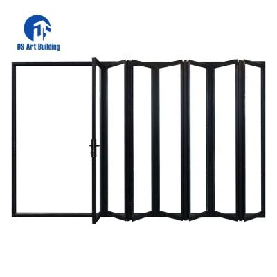 China DS Heat Insulation Customized Aluminum Exterior Bifold Doors Accordion Balcony Glass Folding Doors for sale