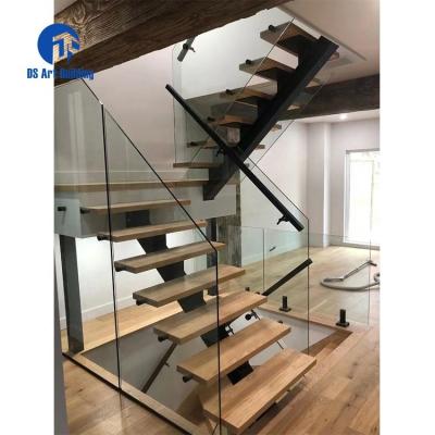 China DS New Modern Design Customized Staircase Stringer Modern Timber Steel Stairs Single Size And Color for sale