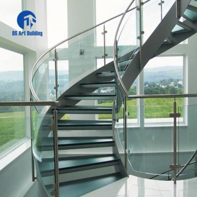 China Modern DS Customized Modern California Village Indoor Steel Curved Staircase Customized Luxury Stairs for sale