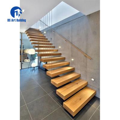 China Modern DS Customized Modern Staircase Interior Design Glass Floating Staircase Floating Straight Staircase for sale