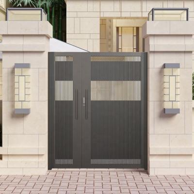 China DS Modern Hot Selling Modern Style Villa Garden Gate Waterproof and Sun Resistant Aluminum Garden Gates Color Base Track Double Black for sale