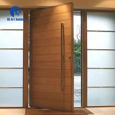 China DS Customized Modern Design US Villa Main Entry Door Waterproof Wooden Pivot Doors With Sidelights for sale