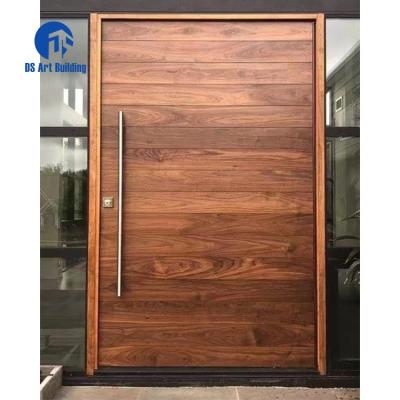 China Waterproof DS Customized Modern Exterior Security Aluminum Frame Front Entry Solid Wood Pivot Doors for sale