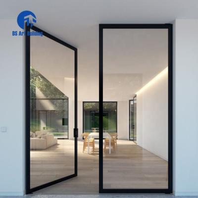 China Automatic Windproof DS Standard Double Glass Pivot Aluminum Door for sale