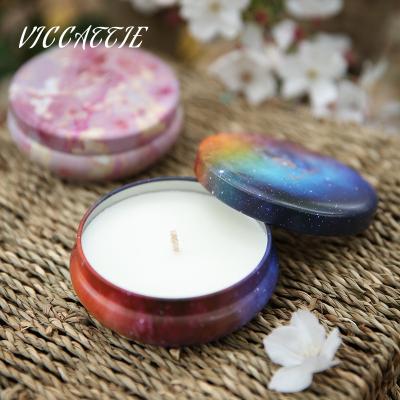 China New Product Flameless Scented Paint Tin Cans Aromatherapy Candles for sale