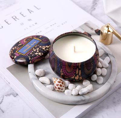 China Handmade Custom Label Wholesale Birthdays Gifts Set Tin Candles Natural Soy Wax Scented Tin Candle for sale