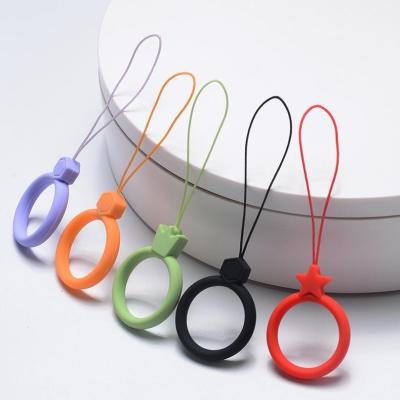 China Eco-friendly Finger Rings Cell Phone Soft Silicone Short Lanyard Hanging Lanyards for sale