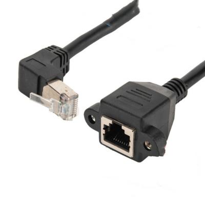 China Unique design rj45 male network down angled tight left to female panel mount cable for sale