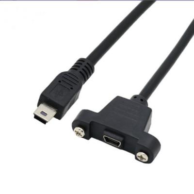 China PC Panel Mount Type Mini USB 5pin Male Female Extension Adapter Cable With Screws for sale