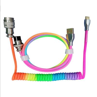 China 2012 Hot Selling Luxury New Product Nylon Braided Mechanical Keyboard Cable Coiled USB Cable Aviation Rainbow Cable for sale