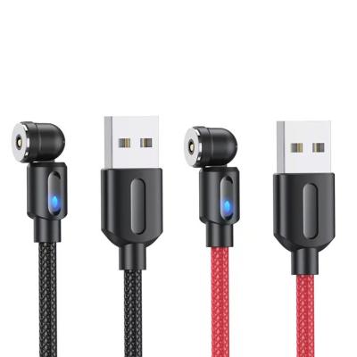 China Luminous magnetic 540 degree USB A male to type C, micro usb and 8pin cables for mobile phones for sale