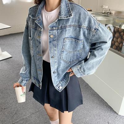 China Autumn Women Clothing Cowboy Coat Long Sleeve Loose Spring Denim Jacket Bomber Jackets Short Female Jeans Coats for sale