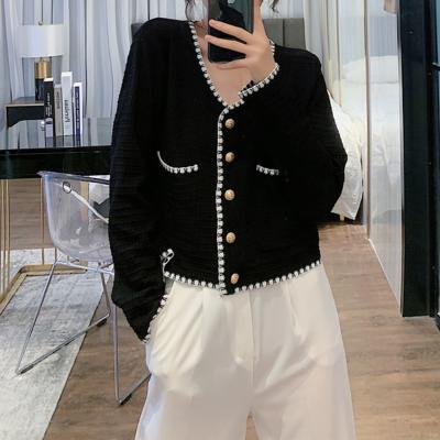 China Autumn Fashion Female Spring Shirt Crop V-neck Breathable Knitwear Long Sleeve Top Women Knitted Cardigan Solid Casual Knitting Sweater for sale