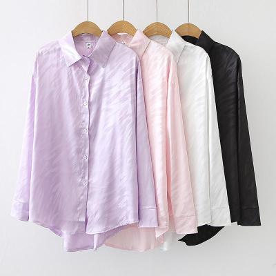 China Autumn Spring Women's Breathable Shirts Casual Jacquard Full Bluoses Single-breasted Female Blusas for sale