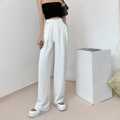 China 2021 New Autumn Women Velcro Elastic High Waist Anti-Static Wide Leg Pants Summer Anti-wrinkle Loose Straight Pant Female Long Pants for sale