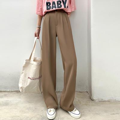 China Viable Casual High Waist Loose Wide Leg Pants For Women Spring Autumn Looses Female Floor Length Suits Pants 2021 Ladies Long Pants for sale